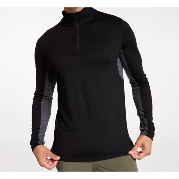 VRST X Smartwool Long Sleeve 1/4 Zip Men L Black Gray Merino Wool Stretchy Shirt - Picture 1 of 12
